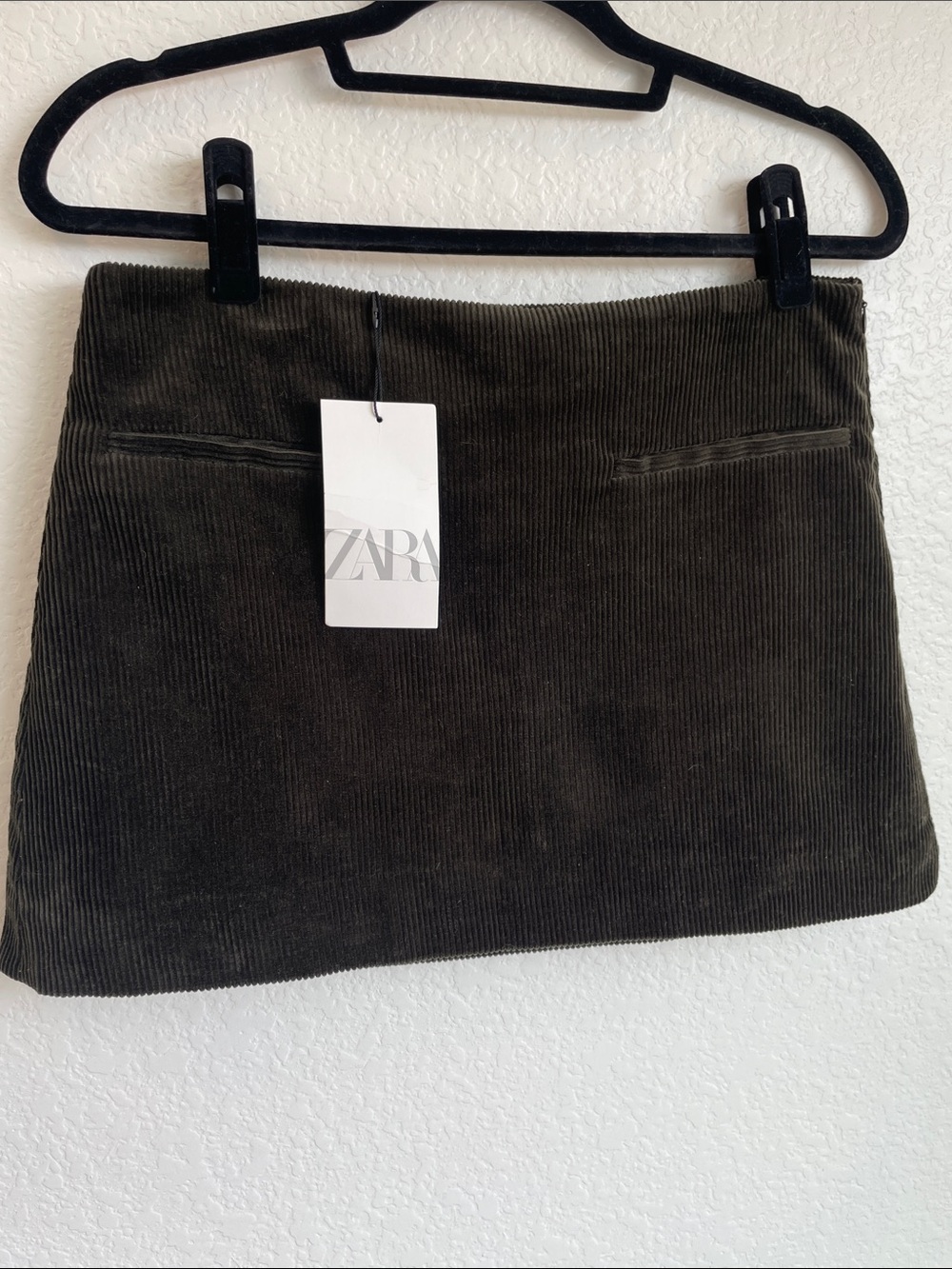 NWT Zara Olive Green Corduroy Mini Skirt • Medium - Picture 6 of 6
